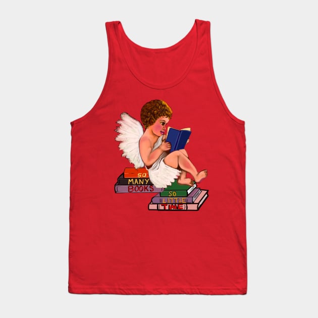 Bookworm angel - Little bookworm angel boy cherub reading a book - tranquil winter scenery Tank Top by Artonmytee